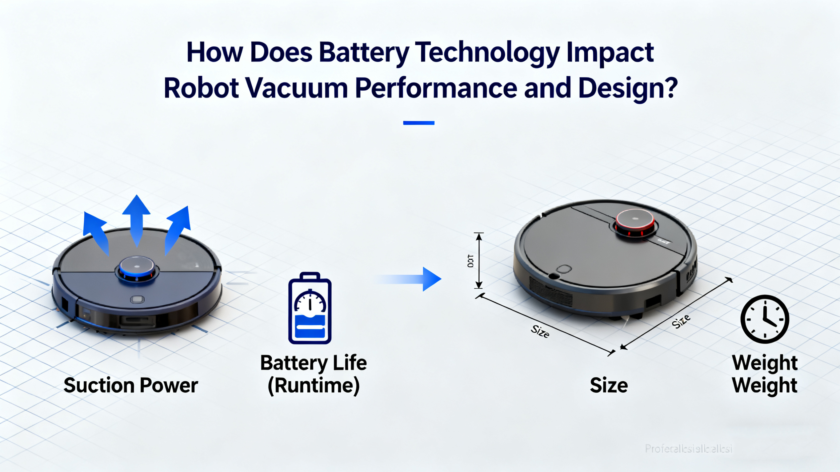 Como a tecnologia da bateria afeta o desempenho e o design do aspirador do robô?