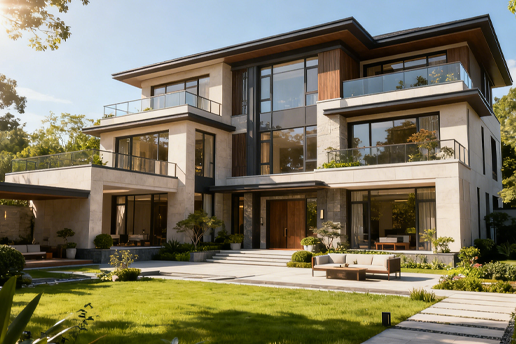Grandes casas residenciais e vilas de vários andares