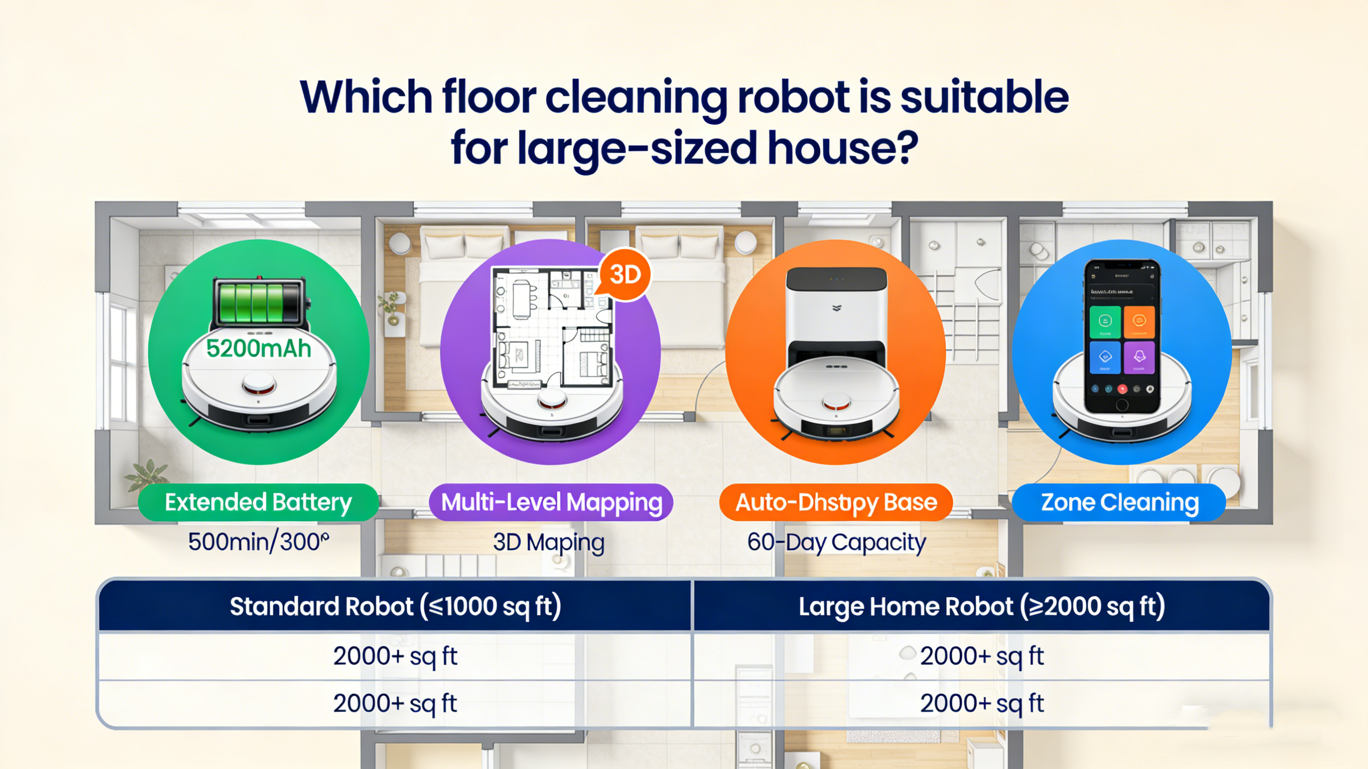 Qual rob&ocirc; de limpeza de piso &eacute; adequado para casas de grande porte?