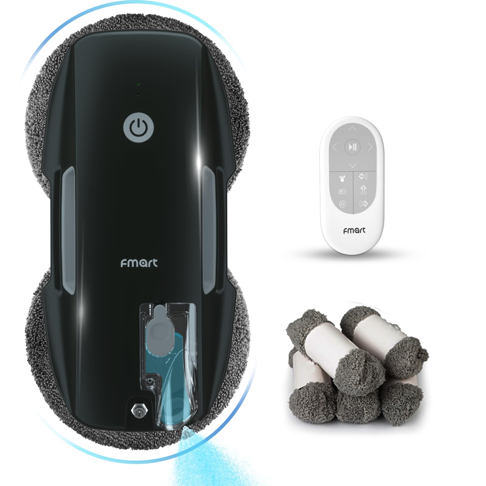 Amazon.com - Rob&ocirc; de limpeza de janelas FMART T9Pro - 3800PA, spray de &aacute;gua ultrass&ocirc;nico, planejamento de caminho AI, limpador de janelas com detec&ccedil;&atilde;o de borda AI rob&oacute;tico com controle remoto e 10 panos - limpeza profunda de janelas, azulejos
