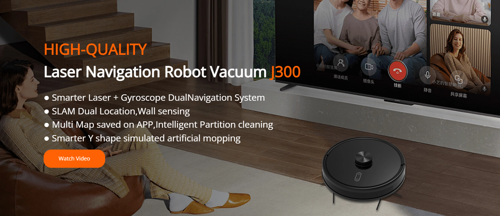 Aspirador rob&ocirc; a laser Lincinco J300