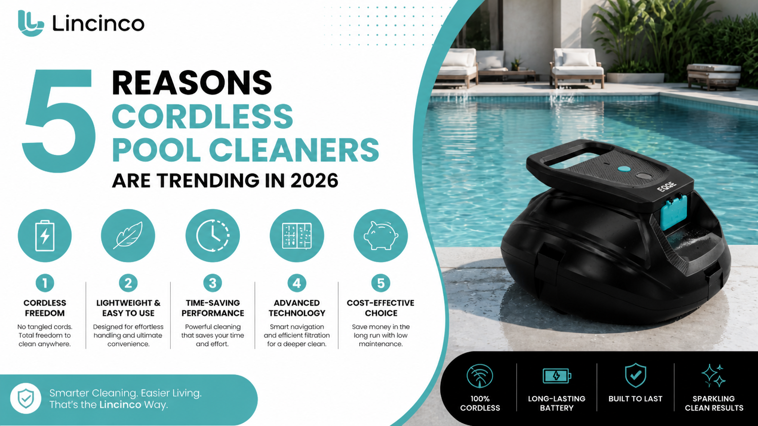 5 razões pelas quais os limpadores de piscina sem fio estão em alta em 2026